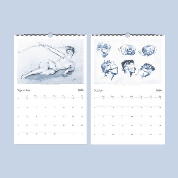 Seasons of Art Wall Calendar with hand-drawn sketches and studies by renowned artists. Featuring fine art sketches, historical studies, and frame-worthy prints for art lovers and collectors.