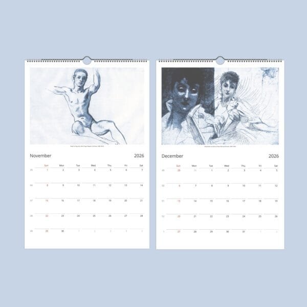 Seasons of Art Wall Calendar with hand-drawn sketches and studies by renowned artists. Featuring fine art sketches, historical studies, and frame-worthy prints for art lovers and collectors.