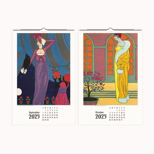 Fashion-themed calendar pages for September and October 2025.