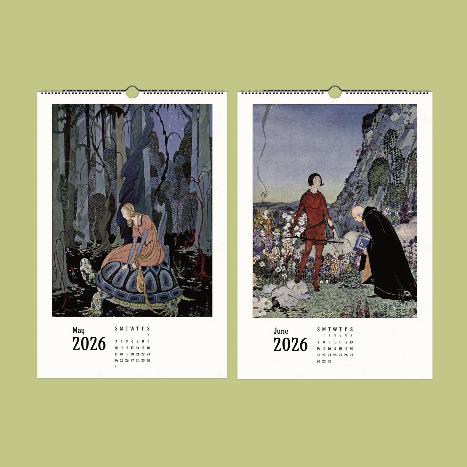 2026 calendar with fairy tale illustrations.