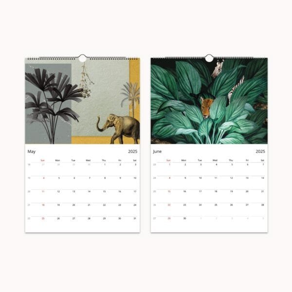 Guardians of the Earth Wildlife Wall Calendar – nature-inspired home decor featuring majestic animal photography, eco-friendly wall art, and wildlife conservation gift. Available in Ledger, A3, Letter, and A4 sizes with premium semi-glossy paper and sturdy wire binding.