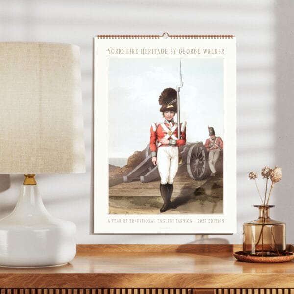 Yorkshire Costume Wall Calendar featuring historical 19th-century engravings by George Walker. Vintage calendar with traditional British attire, professions, and industrial heritage. Premium-quality art prints, perfect for history lovers, Yorkshire gifts, and home decor. Each page can be framed as wall art. Available in multiple sizes: Ledger, A3, Letter, and A4. Ideal for collectors, history buffs, and those who appreciate antique illustrations and Victorian-era fashion.