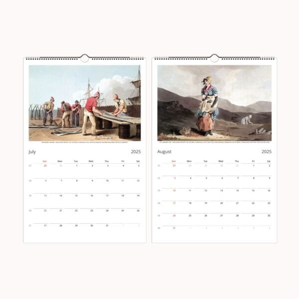 Yorkshire Costume Wall Calendar featuring historical 19th-century engravings by George Walker. Vintage calendar with traditional British attire, professions, and industrial heritage. Premium-quality art prints, perfect for history lovers, Yorkshire gifts, and home decor. Each page can be framed as wall art. Available in multiple sizes: Ledger, A3, Letter, and A4. Ideal for collectors, history buffs, and those who appreciate antique illustrations and Victorian-era fashion.