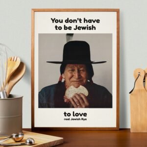 Framed poster promoting Jewish rye bread.