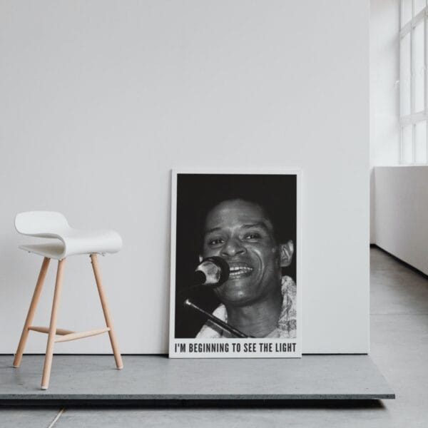 Al Jarreau jazz concert poster featuring a vintage black-and-white portrait of the legendary jazz and R&B singer performing live. Classic music wall art for jazz lovers, perfect for home, studio, or office decor. Retro print honoring jazz history.