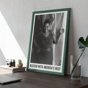 Vintage Bessie Smith poster featuring the Empress of the Blues in a timeless black-and-white jazz portrait. Perfect wall art for jazz lovers, music history enthusiasts, and retro decor fans. Ideal for living room, office, or bedroom jazz-themed decor.