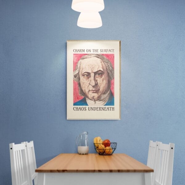 Vintage satirical art print by Achille Belloguet, featuring a surreal phrenology-inspired caricature. Available framed or unframed, this historical political satire artwork is a unique conversation starter for home decor, office spaces, and collectors. Perfect for art lovers, history buffs, and fans of dark humor and thought-provoking wall decor.