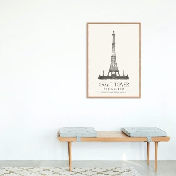 Rare 19th-century print of Design No. 37, an Eiffel Tower-inspired Great Tower of London proposal. A fascinating piece of Victorian engineering and historical urban design, perfect for collectors, history lovers, and those passionate about architectural heritage.