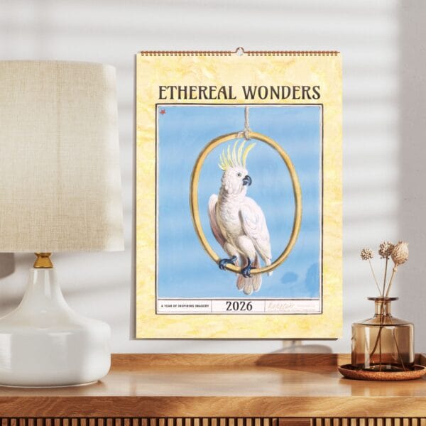 Ethereal Wonders Wall Calendar with fine art and historical illustrations from the Renaissance and Baroque. Features mythology, alchemy, and nature-inspired masterpieces with descriptions. Perfect for collectors, art lovers, and framing.