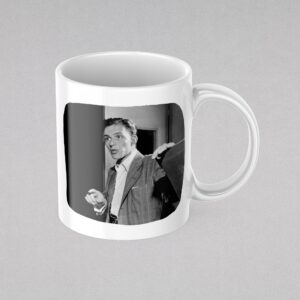 White mug with photo of a Frank Sinatra