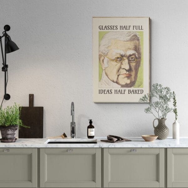 Vintage satirical art print by Achille Belloguet, featuring a surreal phrenology-inspired caricature. Available framed or unframed, this historical political satire artwork is a unique conversation starter for home decor, office spaces, and collectors. Perfect for art lovers, history buffs, and fans of dark humor and thought-provoking wall decor.