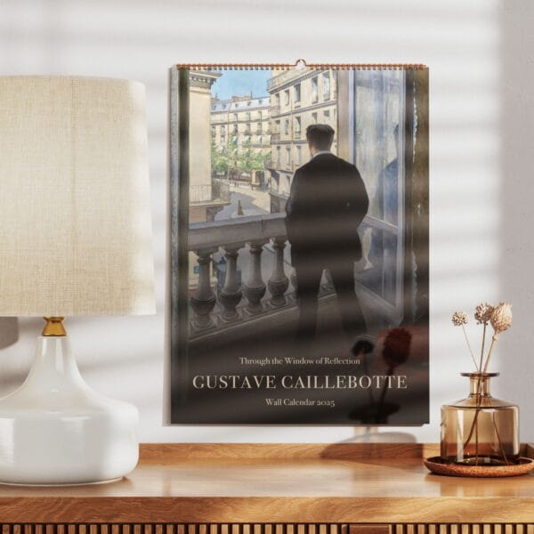 Gustave Caillebotte Wall Calendar featuring Impressionist paintings of Parisian urban scenes, landscapes, and daily life. Fine art calendar with high-quality prints, ideal for home decor and art lovers.