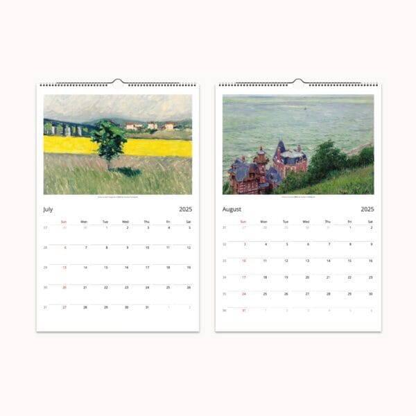 Gustave Caillebotte Wall Calendar featuring Impressionist paintings of Parisian urban scenes, landscapes, and daily life. Fine art calendar with high-quality prints, ideal for home decor and art lovers.