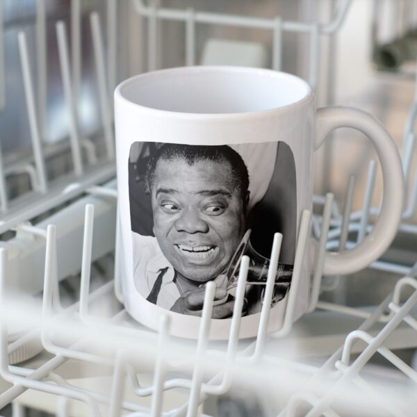 Mug with vintage photo of Louis Armstrong inside dishwasher