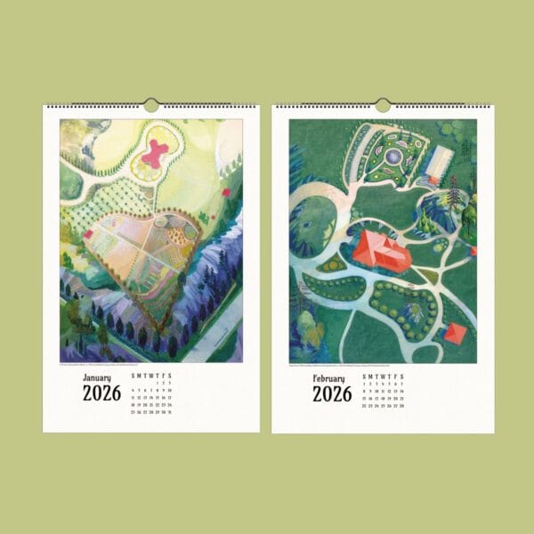 Manhattan’s Last Arcadia 2026 Wall Calendar featuring historic estate plans from the Index of American Design. Vintage landscape illustrations, lost gardens of Manhattan, urban history, and architectural drawings. Available in multiple sizes.