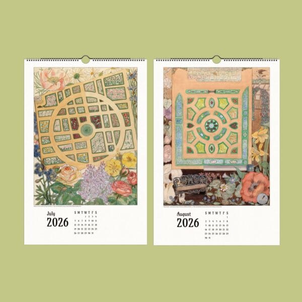 Manhattan’s Last Arcadia 2026 Wall Calendar featuring historic estate plans from the Index of American Design. Vintage landscape illustrations, lost gardens of Manhattan, urban history, and architectural drawings. Available in multiple sizes.