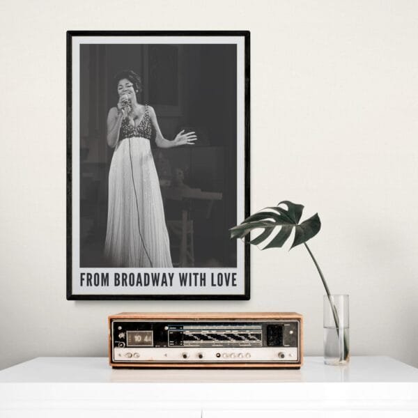 Nancy Wilson jazz poster – vintage 1968 concert photo from Grand Gala du Disque, Amsterdam. Elegant black-and-white jazz wall art for music lovers, collectors, and home decor. Perfect for jazz enthusiasts, retro decor, and timeless music spaces.