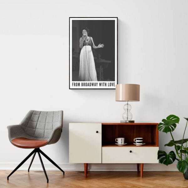 Nancy Wilson jazz poster – vintage 1968 concert photo from Grand Gala du Disque, Amsterdam. Elegant black-and-white jazz wall art for music lovers, collectors, and home decor. Perfect for jazz enthusiasts, retro decor, and timeless music spaces.