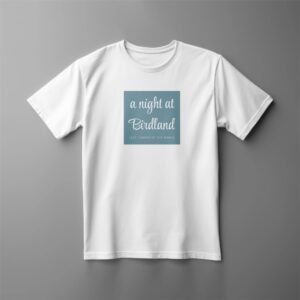 White t-shirt with Birdland jazz design