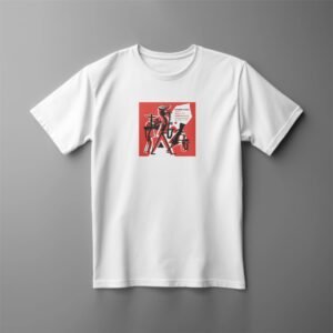 White shirt with abstract jazz design