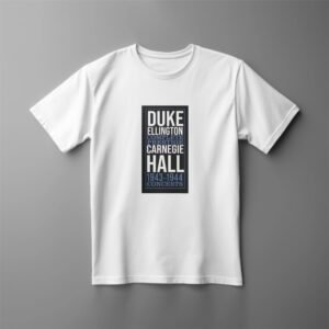 White T-shirt with Duke Ellington design.