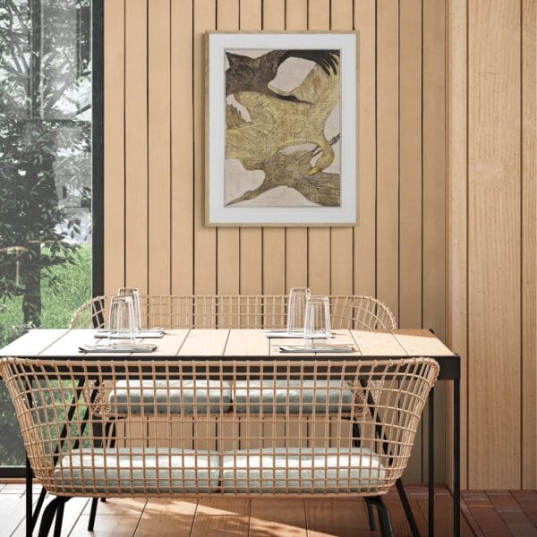 Vintage bird illustrations by Theo van Hoytema featuring three crested chickens, two standing ducks, and three flying birds. These timeless artworks blend nature and elegance, perfect for classic wall decor in modern and rustic interiors.