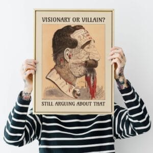 Vintage satirical art print by Achille Belloguet, featuring a surreal phrenology-inspired caricature. Available framed or unframed, this historical political satire artwork is a unique conversation starter for home decor, office spaces, and collectors. Perfect for art lovers, history buffs, and fans of dark humor and thought-provoking wall decor.