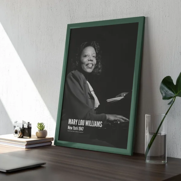 Vintage Mary Lou Williams jazz poster - Celebrating the trailblazing pianist and composer from the golden age of jazz.