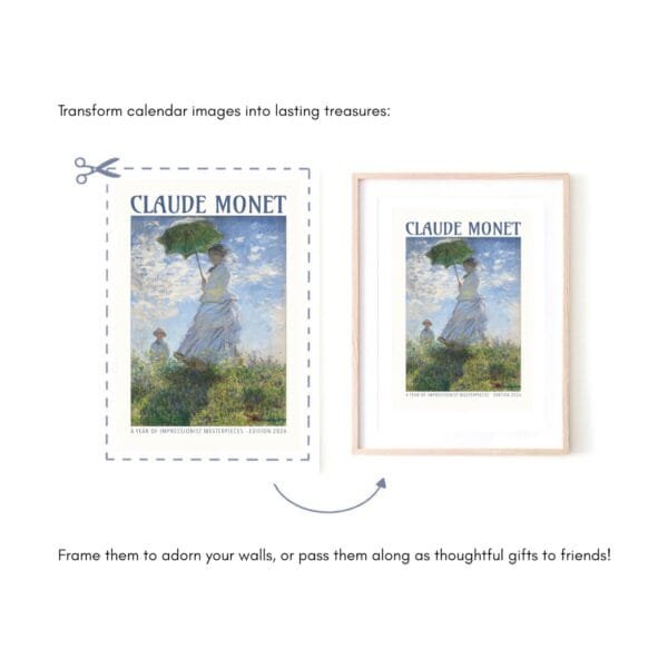 Claude Monet artwork framed from calendar image.