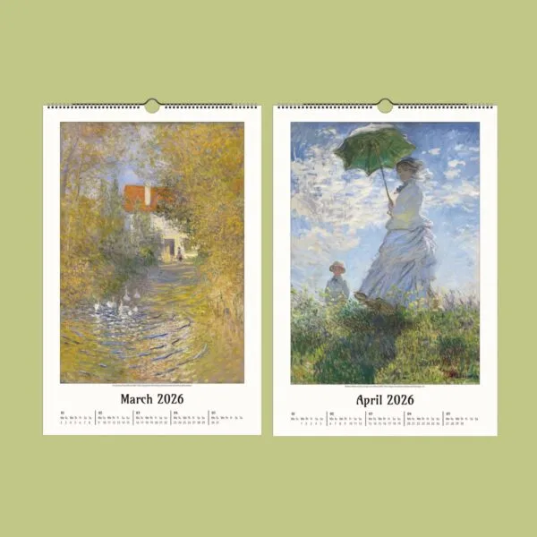 Monet art calendar for March and April 2026