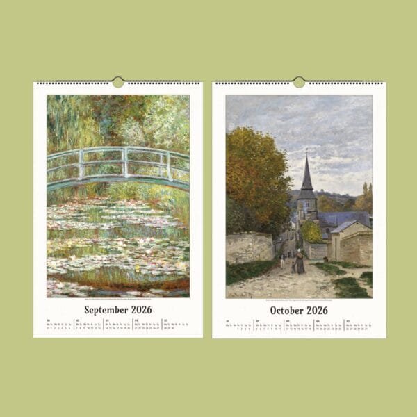 Monet calendar pages: September and October 2026