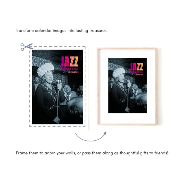 Transform calendar into framed jazz art piece.