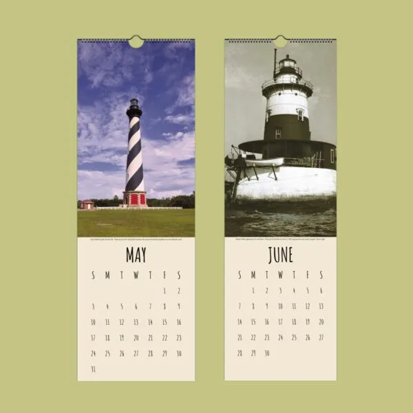 May and June lighthouse calendar pages.