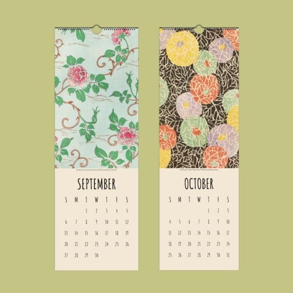 September October floral calendar pages