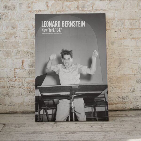 Vintage photo of excited Leonard Bernstein in rehearsal.