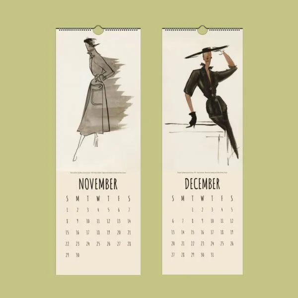 Fashion illustrations for November and December calendar.