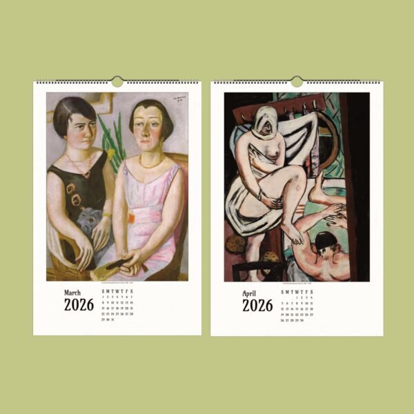 Artistic calendar pages for March and April 2026.