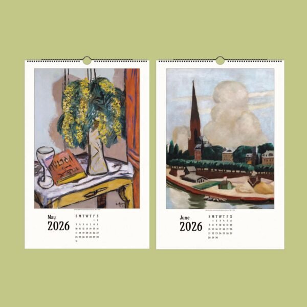 2026 calendar with art paintings for May and June.