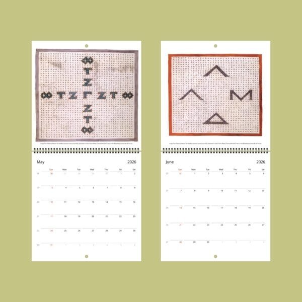 2026 calendar with abstract art for May and June.