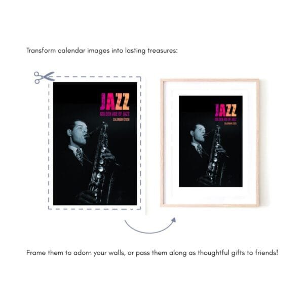 Jazz calendar transformed into framed art.