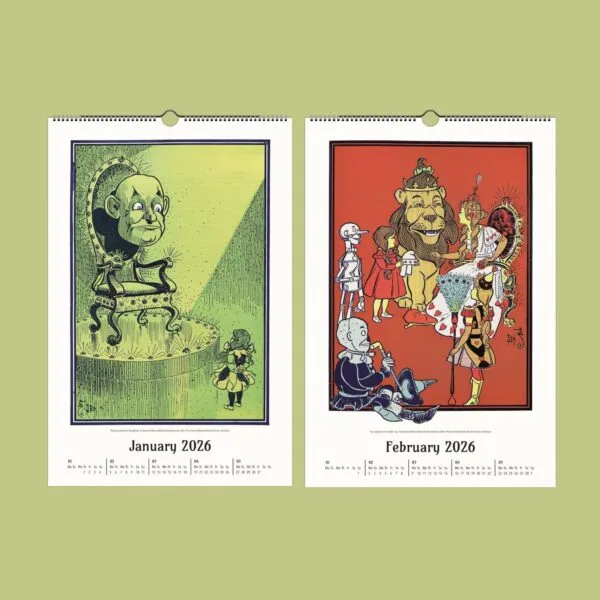 Vintage Wizard of Oz 2026 calendar illustrations