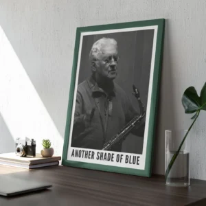 Framed Lee Konitz poster titled Another Shade of Blue.