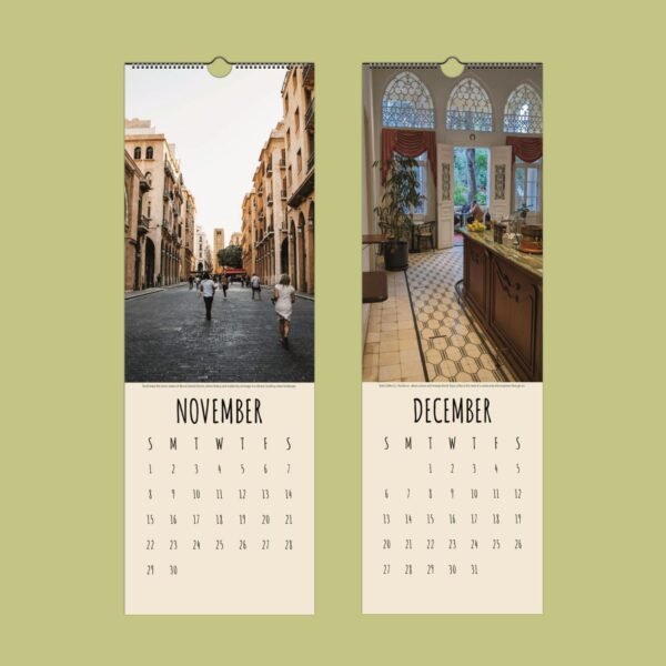 Calendar with November and December scenic photos.