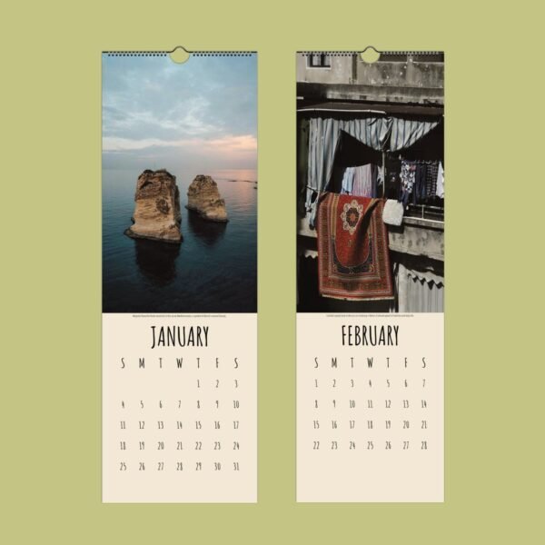 Wall calendar showing January and February.