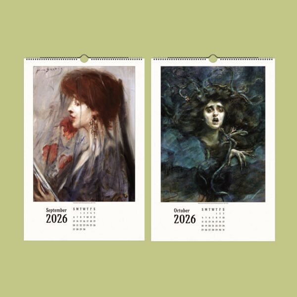 Artistic 2026 calendar pages for September and October.