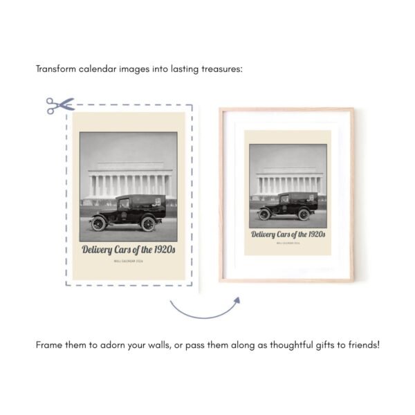 Frame vintage car calendar pages as artwork.
