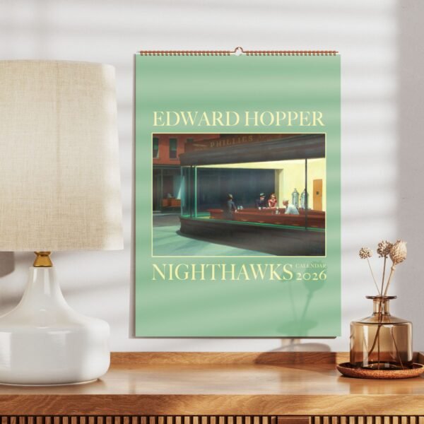 Edward Hopper 2026 Nighthawks calendar on wall
