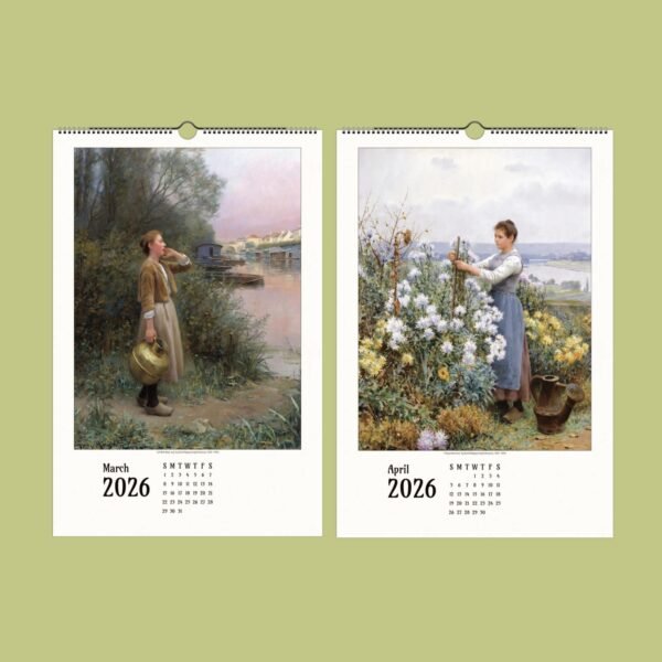 2026 calendar with vintage art paintings