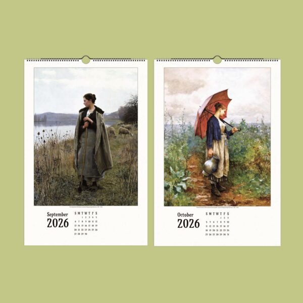 2026 calendar, paintings for September and October.