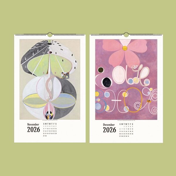 Artistic calendar pages for November and December 2026.